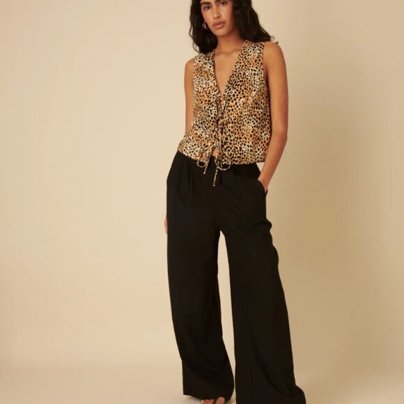 Nobody's Child Black Linen-blend Parker Wide Leg Trousers - US10 - Picture 2 of 7